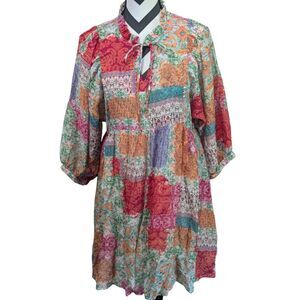 JODIFL Patchwork Bohemian Midi Dress, Size M